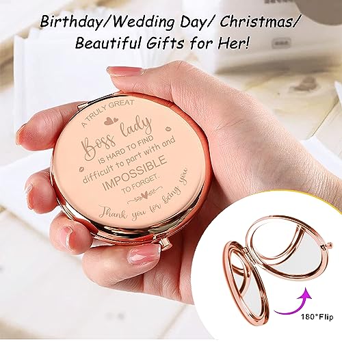 Soulpetals Boss Gifts for Women, Boss Birthday Gifts, Boss Day Gifts for Boss, Boss Appreciation Gifts, Going Away Gift for Boss, Boss Gifts Makeup Compact Mirror