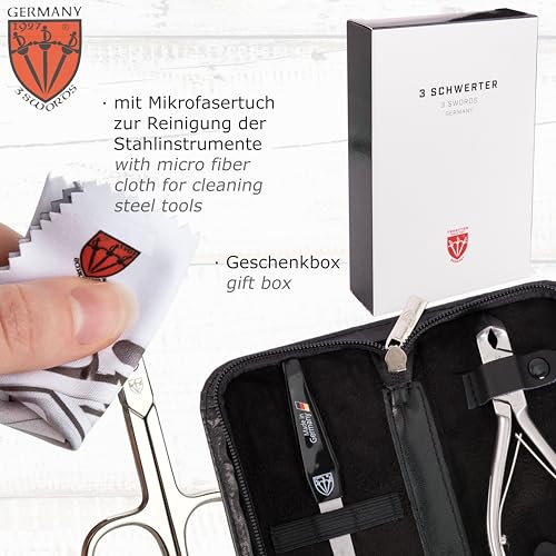 3 Swords Germany - Brand Quality Professional Toe Nail Nipper Clipper Set Stainless Steel Wave Nipper, Head Cutter, Nail File with case for ingrown Toe Nails, Manicure Pedicure by 3 Swords (196)