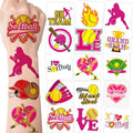 144 Pieces Softball Temporary Tattoos Stickers Softball Baseball Sports Themed Party Favors Supplies, Softball Tattoos for Girls Sporting Fans Softball Party Decorations (16 Styles)