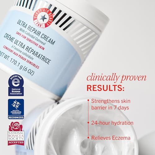 First Aid Beauty - Ultra Repair Face Moisturizer, Everyday Lightweight Non-Comedogenic Formula Helps Soften Skin with Ceramides & Shea Butter, Soothing Colloidal Oatmeal, 1.7 oz, 2 ct