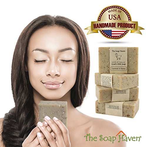 Oatmeal & Honey and Milk & Honey Goat Milk Soap Bar Bundle. SLS, Paraben, and Fragrance Free. Handmade in USA