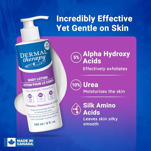 Dermal Therapy Extra Strength Body Lotion ? Hydrating Formula with 10% Urea and 5% Alpha Hydroxy Acids | Helps Smooth and Moisturize Dry Skin | 8 fl oz (2-Pack)