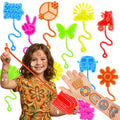 48PCS Groovy Party Favors - 24PCS Groovy Temporary Tattoos & 24PCS Groovy Stick Hands - Perfect Birthday Favors, Goodie Bag Stuffers, Treasure Box Toys, Classroom Prizes, and Student Gifts