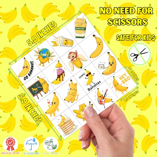 Banana Temporary Tattoos 96Pcs Yellow Banana Tattoos for Kids Birthday Party Supplies Favors Tattoos Sticker Super Cute Gifts Fruits Theme Party Decorations Girls Boys Classroom School Prizes Carnival