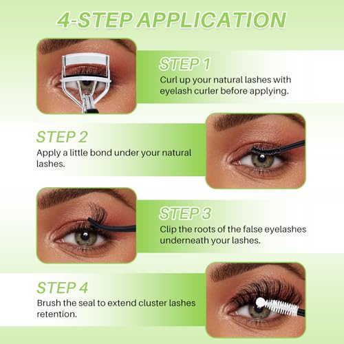 Lash Clusters Kit Wispy Eyelash Clusters Lashes DIY Lash Extension Kit Cluster Eyelash Extensions Kit Volume Cluster Lashes with Lash Bond and Seal,Lash Remover,Lash Tweezers(WL+200D Lash Kit)