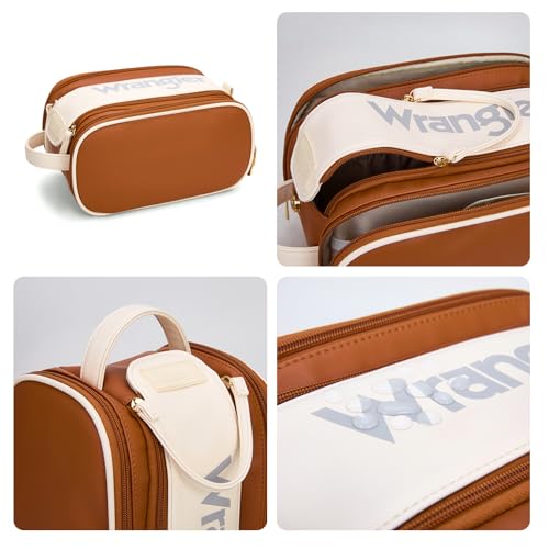 Montana West X Wrangler Large Makeup Bag Travel Toiletry Bag Portable Cosmetic Bag Make Up Organizer with Divider and Handle for Women