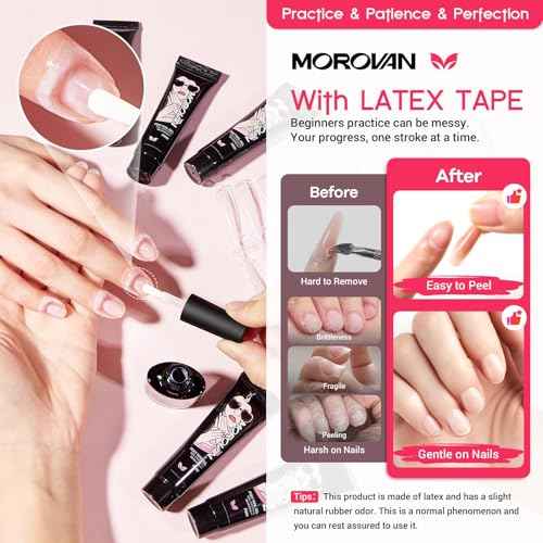 Morovan Poly Gel Nail Kit: All-in-One Beginners Practice Full Set With UV light & Slip Solution For Teens Nail Extension Gel Kit Starter At Home User Friendly & Salon Results With Everything Nailsala