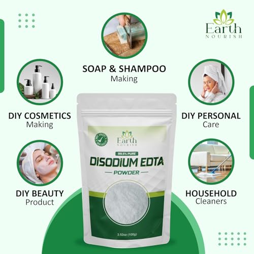 Disodium EDTA - 3.52 Oz / 100g | Pure Cosmetic Grade Raw Material White Crystalline Powder for DIY Body Soaps, Hair Shampoo & Conditioner, Facewashes Foam Builder & Cleanser