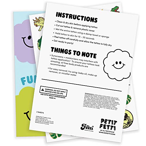 xo, Fetti Dinosaur Temporary Tattoos - 44 Glow In The Dark Pcs | Birthday Party Supplies, Dinosaur Party Favors, T-rex Decorations