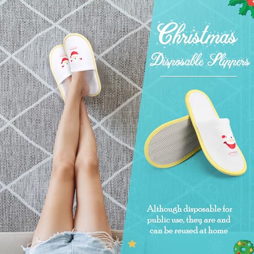 Shihanee 36 Pairs Christmas Disposable Slippers Bulk Guests Hotel Spa House Slippers Non-slip Disposable Washable Reusable for Men Women Adult Indoor Bathroom Hotel Bride