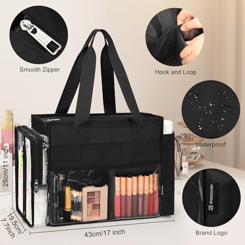 TANTO Extra Large Makeup Bag, Makeup Artist Kit Bag with Divider Professional Cosmetic Bag Organizer Hair Stylist Organizer Bag Mobile Pro Makeup Storage Case Duffle Tote Bag for Makeup Beauty Lover