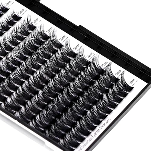 120 Clusters Mixed 8-10-12-14mm/10-12-14-16mm Individual False Eyelashes Dramatic Look Wide Stem Natual Long Volume Eye Lashes Extensions Beauty Tools (Mixed 10-12-14-16mm)