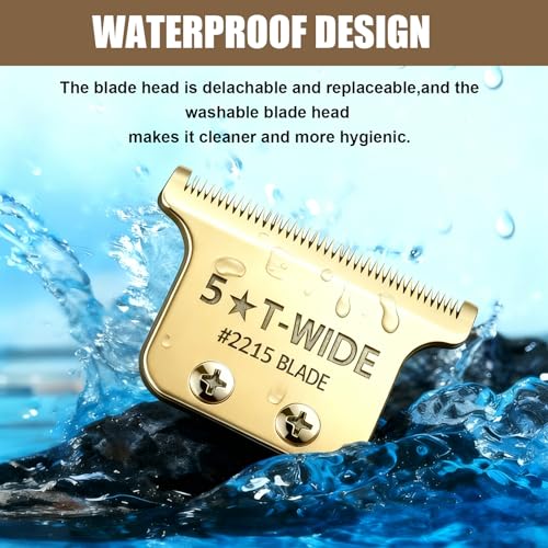 Replacement 2215 T Wide Blades Adjustable Trimmer Blade compatible with Wahl Professional 5 Star Series 8081 and 8171 Hair Clippers Blades-Model 2215 (1 Pc Gold)