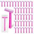 Women's Disposable Razors Individually Wrapped Twin Blade,Disposable Razors Women Bulk with Clear Safety Cap for Men Women Camping Traveling Home Bathing Hotel (pink, pack of 100)