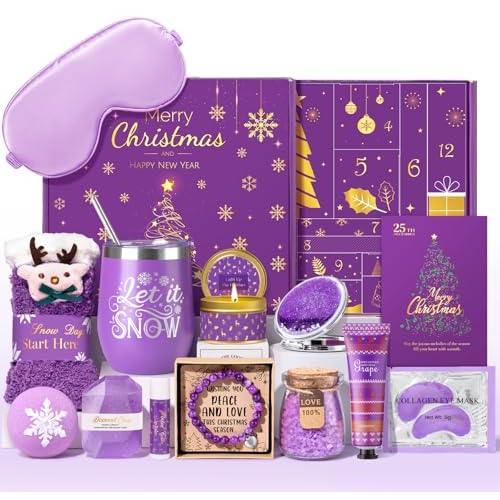 Advent Calendar 2025 for Adult Women - 12 Days of Christmas Advent Calendar for Women, Mom, Wife, Girlfriend, Sister, Her - Unique Lavender Spa Self Care Gifts Basket w/Coffee Mug, Beauty, Bath Items