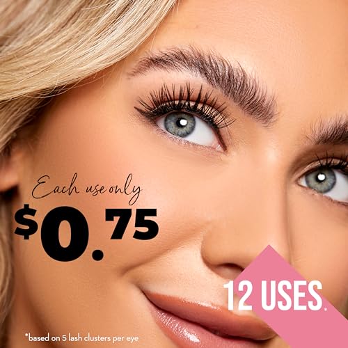 One V Salon Fluffy Lash Clusters, Thick False Eyelashes 120 Pc Natural Individual Lashes 40D-D Curl 9-16mm DIY Lash Extension