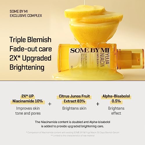SOME BY MI Yuja Niacin Anti Blemish Serum ? 1.69oz, 50ml ? Korean 10% Niacinamide & Vitamin C Serum to Brighten Dull-Looking Skin ? Dark Spot Remover for Pigmentation & Melasma ? Korean Skin Care