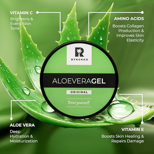 BYROKKO Aloe Vera Gel (215 ml), Fast-Absorbing After-Tanning Cooling Gel, Hydrating Aftersun Skincare