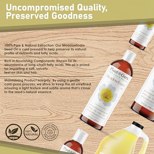 Meadowfoam Oil 4 fl. oz. Cold Pressed 100% Pure Natural Carrier ? Skin, Face, Body, and Hair Moisturizer. Ideal for DIY Creams, Lotions, and Lip Balms