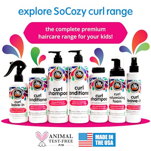 SoCozy Hair Mousse for Kids, Curl Volumizing Foam Mousse for Curly Hair (6 Fl Oz) Enhances Shine & Volume, Gentle Formula with Panthenol, Hydrolyzed Proteins & Keratin, Paraben & Sulfate-Free