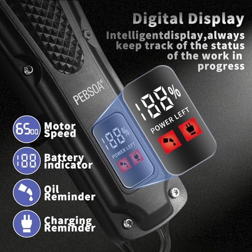 pebsoa¢ç Men's Professional Hair Clippers Kit£¬Cordless & Corded Barber Clippers Set£¬Grooming Rechargeable Beard Trimmer with Adjustable Blade Black