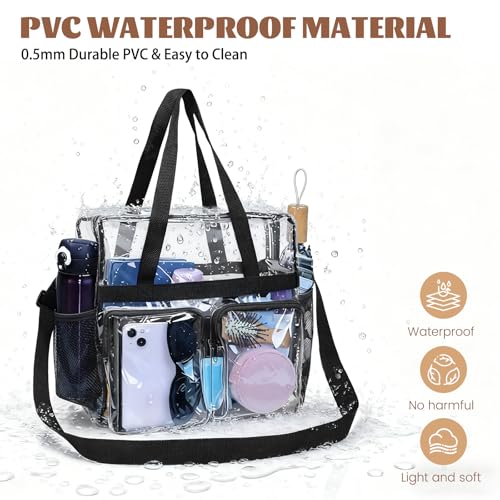 Inmorven Travel Toiletry Bag with Jewelry Organizer, Cosmetic Case, Bathroom Travel Kit with Jewelry Storage (Clear Black 03)
