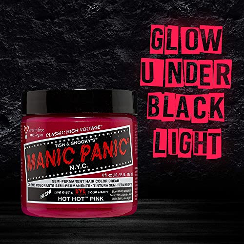 MANIC PANIC Classic Hot Hot Pink Semi Permanent Hair Color - Neon Pink Hair Dye for Women & Men That Lasts 4-6 Weeks - Vegan, Ammonia & Cruelty-Free - Create & Mix Custom Shades (4oz / 3pk)