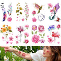 Temporary tattoos for women and girls Arm flower butterfly tattoo sexy elegant roses, small flowers long-lasting a week(colourful)