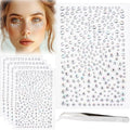 5 Sheets Self Adhesive Face Gems, Silver Rhinestone Stickers for Face, Stick on Pearls Jewels, Makeup Gems for Face, Hair, Eye, Nail, Body (3/4/5/6 mm)