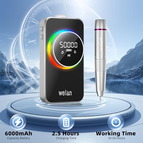 Electric Nail Drill Professional 50000RPM, Fast Removal Electric Nails Drill, 6000mAh Rechargeable Portable Nail Drill Machine for Acrylic Gel Nails, Manicure Polishing for Salon Home