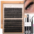 Geeneiya Volume Lash Clusters Kit DIY Lash Extension Kit D Curl Eyelash Extensions with White Lash Bond and Seal Waterproof Tweezers,10-16MM Cluster Lashes with White Lash Glue