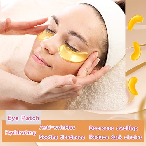 40 Pairs Eye Mask & Lip Mask, 24K Gold Gel Crystal Collagen Under Eye Patches for Dark Circles, Bachelorette Party Favors Adults Accessories, Galentines Day Gifts, Bulk Bridesmaid Gifts