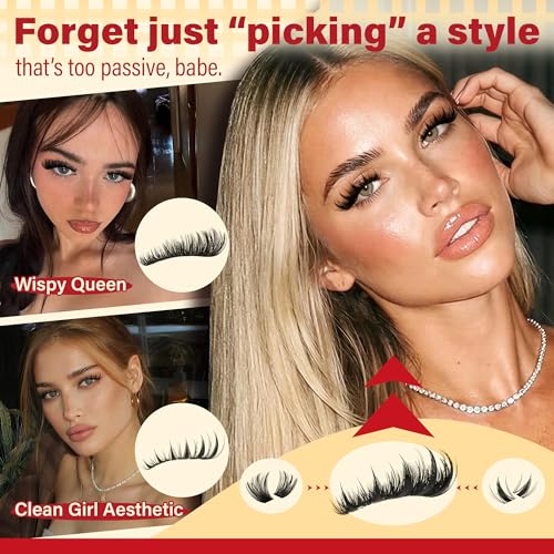 Calphdiar Lash Clusters Wispy & Manga Eyelash Clusters 8-18MM DIY Volume Lash Extensions C Curl Individual Lashes for Daily Wear & Glam Looks Reusable Lash Clusters for Beginners