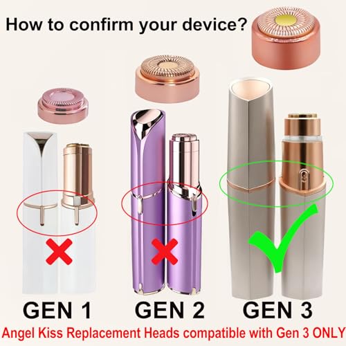 Generation 3 Replacement Heads for NEW Finishing Touch Flawless Facial Hair Remover Gen 3 - Double Precision Enhanced Floating Blades Heads for Flawless Gen 3, PACK of 6, w/Storage Case & Clean Brush