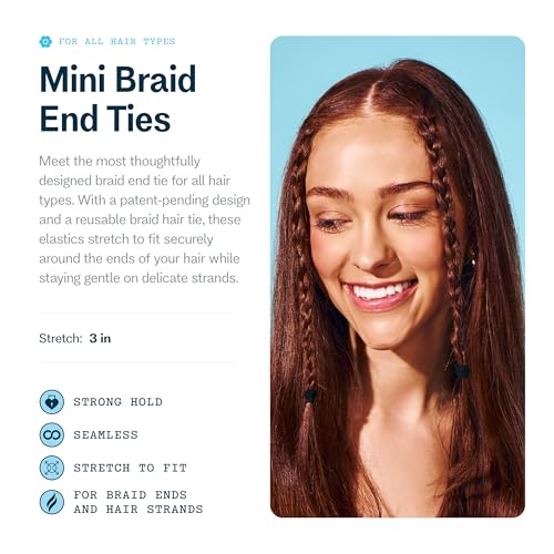 Gimme Beauty No Snag Braid Ends - Seamless Nylon & Spandex Hair Ties for Braids - No-Snag Gentle Hold Design - Zero-Dent, Daily Hair Accessories - 25 Pack, Dark Brown