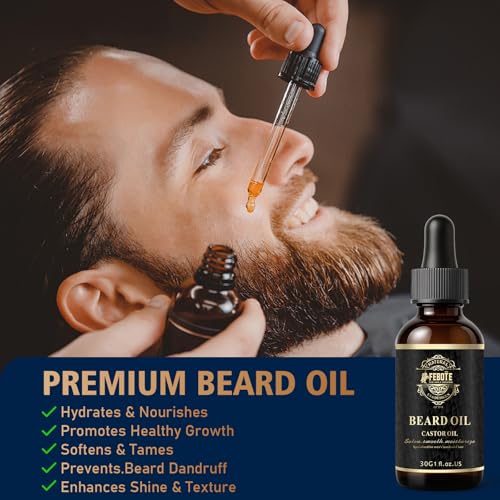 Beard Care Kit for Men - Premium Grooming & Care Set with Beard Wash, Oil, Balm, Brush, Massager Roller and Scissors - Gift Ready Kit for Him Husband - Father's Day Valentine's Day Christmas