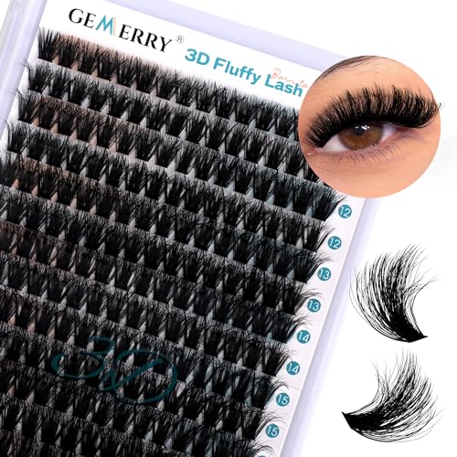 GEMERRY Lash Clusters Fluffy Eyelash Clusters Extensions 3D Effect Cluster Lashes 10-18mm Multilayered Eyelash Clusters Reusable Wispy Individual Lashes(3D-100P-10-18mm)