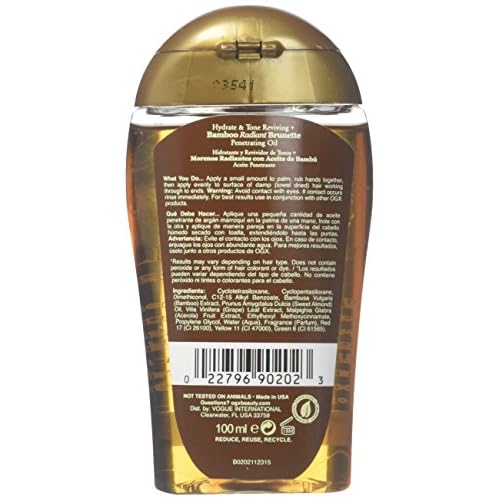 OGX Hydrate & Tone Reviving + Bamboo Radiant Brunette Penetrating Oil, 3.3 Ounce