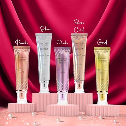 FACESCANADA Strobe Cream - Silver | with Shea Butter & Hyaluronic Acid | Hydrating & Illuminating Makeup | for Radiant Dewy Skin | 1.01 Fl Oz (30ml)