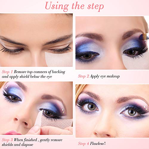 600 Pieces Eyeshadow Pad Shield Eyeshadow Patches White Stencils Under Eye Pads Prevent Makeup Residue for Eyelash Extensions Lip Makeup, Half Moon Shape