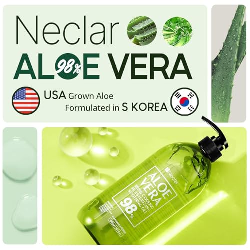 98% Pure Aloe Vera Gel for Sunburn Relief - Big 33.8oz / 1000ml - Aloe Vera - For Face, Skin and Hair - After Sun Care lotion - Sun Burn Moisturizer Cream (33.8 Fl oz)