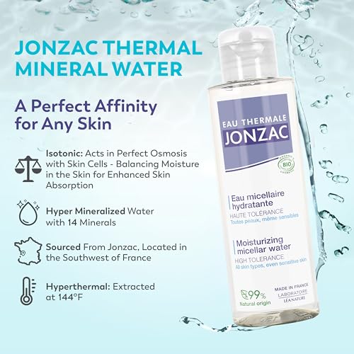 Eau Thermale Jonzac 99% Organic Micellar Water - Natural Eye & Face Makeup Remover - Hydrating Thermal Water - for Sensitive Skin - Non-Toxic - Agua Micelar Org?nica - Travel Size - 3.38 Fl Oz