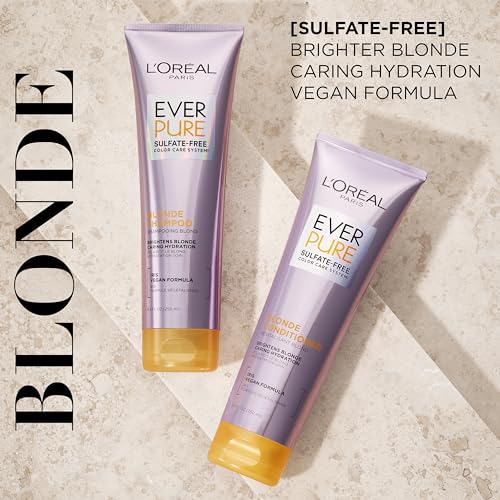L'Oreal Paris Blonde Sulfate Free Conditioner for Color-Treated Hair, Neutralizes Brass + Balances, EverPure, 8.5 Fl Oz (Packaging May Vary)