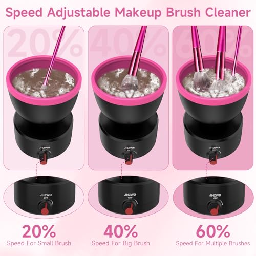 Adjustable Speed Makeup Brush Cleaner Machine, Electric Makeup Sponge Cleaner, Automatic Cosmetic Silicone Cleaning Bowl with Brush Holder Lid- Liquid Foundation, Contour, Eyeshadow, Blush Brush