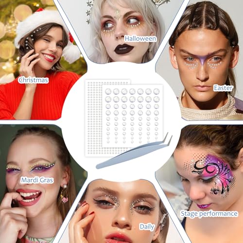 1320 Pcs Hair Gems, Self Adhesive Glitter Hair Jewels, Face Jewels Stickers for Makeup,Crafts, Home Decor Scrapbooking DIY, Face Rhinestones Stick on