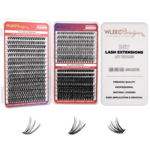 30D 40D 50D Lash Clusters Wispy, 640PCS DIY Lash Extensions, Individual Lashes 10-18mm D Curl Lash Clusters Eyelash Extension at Home