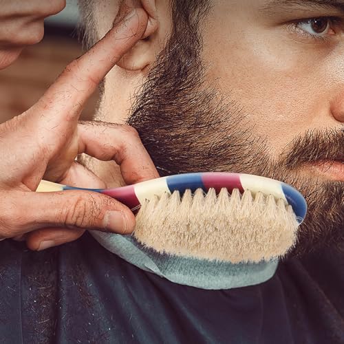 Professional Barber Straight Edge Razor and Barber Fade Brush Set Include 5 Blades, Straight Razor for Men Close Shaving & Hair Cutting (Red/White/Blue)