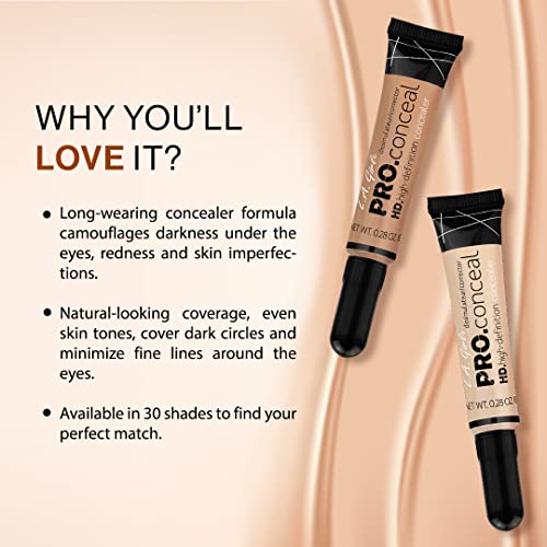 L.A. Girl Pro Concealer, Natural, 0.28 Ounce (LAX-GC972-A) (Pack of 2)