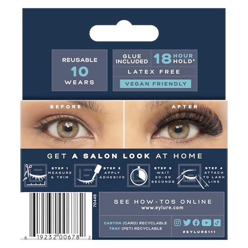 Eylure Salon Extension Look False Eyelashes, Volume No. 111, 1 Pair (Pack of 2)