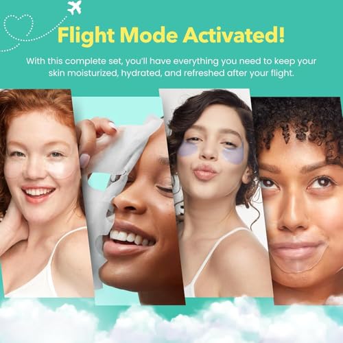 Patchology On The Fly Travel Facial Kit ? Travel-Friendly Hydrating Skincare Essentials for Face, Eyes and Lips ? Includes 2 Pair Under Eye Patches, 2 Hydrate Sheet Mask for Refreshed Skin,1 Lip Mask